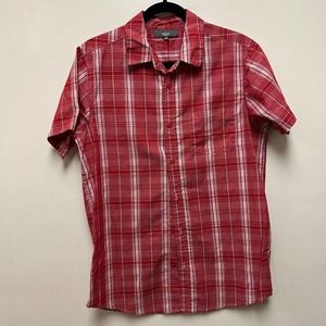 Mountain Ridge Mens Size S / P Shirt Short Sleeve Button Up Red White Plaid